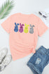 Short Sleeve Sequin Rabbit Graphic Crew Neck Tee