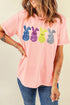 Short Sleeve Sequin Rabbit Graphic Crew Neck Tee