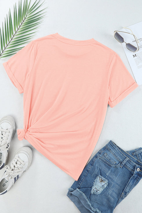 Short Sleeve Sequin Rabbit Graphic Crew Neck Tee