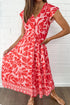 Short Sleeve Shirred Waist A Line Bohemian Floral Dress