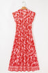 Short Sleeve Shirred Waist A Line Bohemian Floral Dress