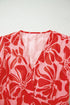 Short Sleeve Shirred Waist A Line Bohemian Floral Dress