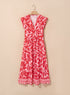 Short Sleeve Shirred Waist A Line Bohemian Floral Dress