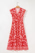 Short Sleeve Shirred Waist A Line Bohemian Floral Dress