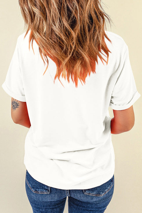 Short Sleeve Slogan Print Crew Neck Graphic Tee