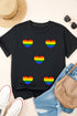 Short Sleeve Striped Heart Graphic Jersey T-Shirt