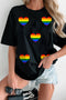 Short Sleeve Striped Heart Graphic Jersey T-Shirt