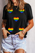 Short Sleeve Striped Heart Graphic Jersey T-Shirt