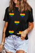 Short Sleeve Striped Heart Graphic Jersey T-Shirt