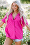 Short Sleeve Textured Checkerboard Button Down Resort Shirt