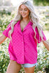 Short Sleeve Textured Checkerboard Button Down Resort Shirt