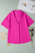 Short Sleeve Textured Checkerboard Button Down Resort Shirt