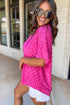 Short Sleeve Textured Checkerboard Button Down Resort Shirt