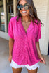 Short Sleeve Textured Checkerboard Button Down Resort Shirt