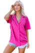 Short Sleeve Textured Checkerboard Button Down Resort Shirt