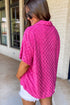 Short Sleeve Textured Checkerboard Button Down Resort Shirt