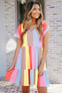 Short Sleeve Tiered Stripe Print Babydoll Dress