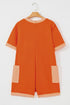 Short Sleeve V Neck Patch Pocket Loose Fit Romper