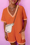Short Sleeve V Neck Patch Pocket Loose Fit Romper
