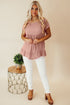 Short Sleeve V Neck Ruffle Hem Babydoll Blouse