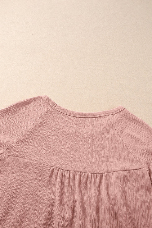 Short Sleeve V Neck Ruffle Hem Babydoll Blouse