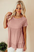 Short Sleeve V Neck Ruffle Hem Babydoll Blouse