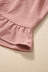 Short Sleeve V Neck Ruffle Hem Babydoll Blouse