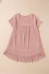 Short Sleeve V Neck Ruffle Hem Babydoll Blouse