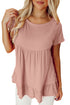 Short Sleeve V Neck Ruffle Hem Babydoll Blouse