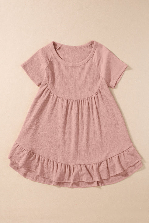 Short Sleeve V Neck Ruffle Hem Babydoll Blouse