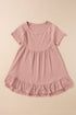 Short Sleeve V Neck Ruffle Hem Babydoll Blouse