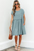 Short Sleeve Waffle Knit Babydoll Tunic