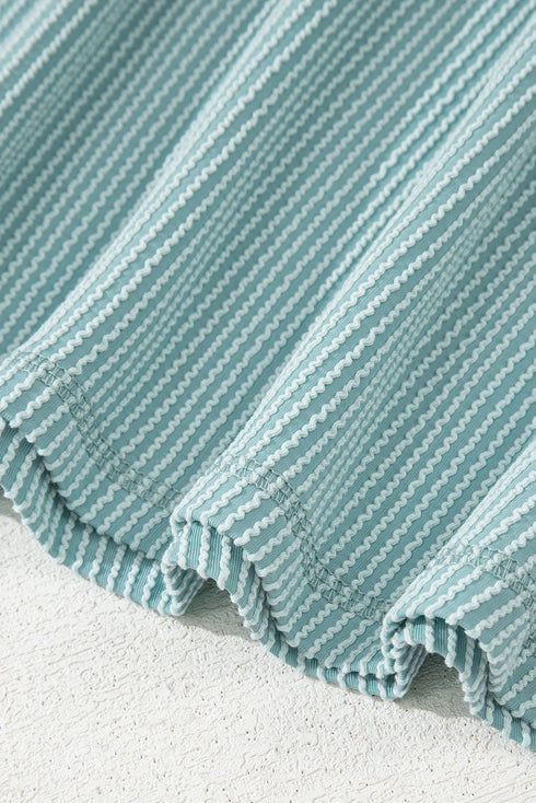 Short Sleeve Waffle Knit Babydoll Tunic