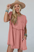 Short Sleeve Waffle Knit Babydoll Tunic