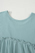 Short Sleeve Waffle Knit Babydoll Tunic