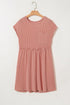 Short Sleeve Waffle Knit Babydoll Tunic