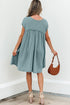 Short Sleeve Waffle Knit Babydoll Tunic