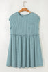 Short Sleeve Waffle Knit Babydoll Tunic
