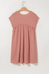 Short Sleeve Waffle Knit Babydoll Tunic