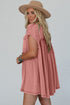 Short Sleeve Waffle Knit Babydoll Tunic