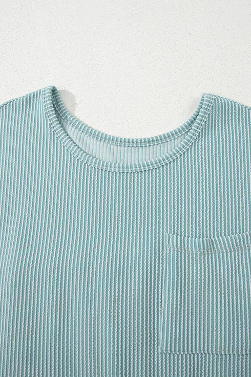 Short Sleeve Waffle Knit Babydoll Tunic