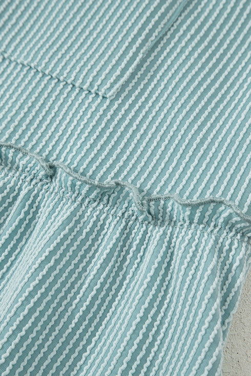 Short Sleeve Waffle Knit Babydoll Tunic