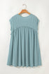 Short Sleeve Waffle Knit Babydoll Tunic