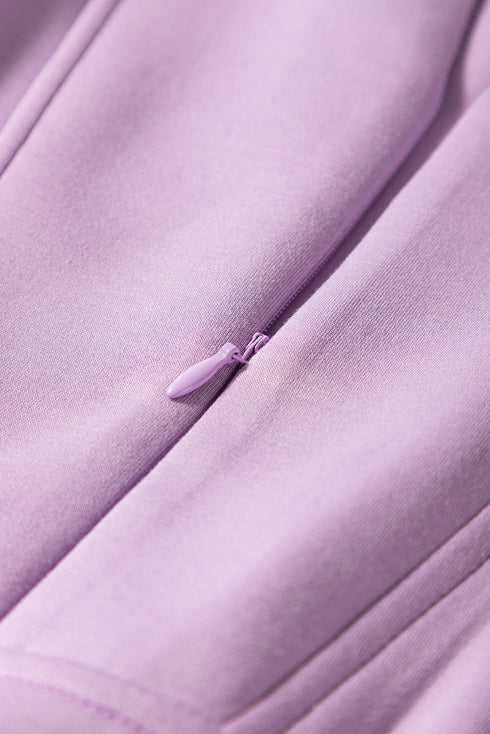 Short Sleeve Zipper Collared Elastic High Waist Romper