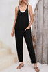 Side Pockets Harem Pants Sleeveless V Neck Jumpsuit