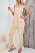Side Pockets Harem Pants Sleeveless V Neck Jumpsuit
