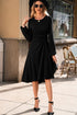 Side Ruched Crew Neck Long Sleeve Bodycon Fit Elegant Midi Dress