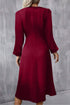 Side Ruched Crew Neck Long Sleeve Bodycon Fit Elegant Midi Dress