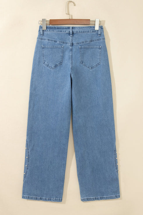 Side Seam Rivet Detail Regular Fit Ankle Jeans