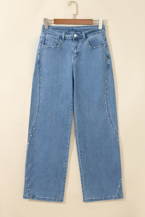 Side Seam Rivet Detail Regular Fit Ankle Jeans